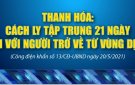 Thanh Hóa: Cách ly tập trung 21 ngày đối với người trở về từ vùng dịch